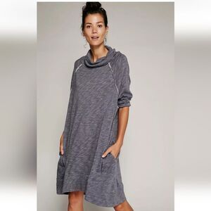 Free People Beach Langenlook Cocoon Heathered Grey Cowl Neck Oversized Dress L